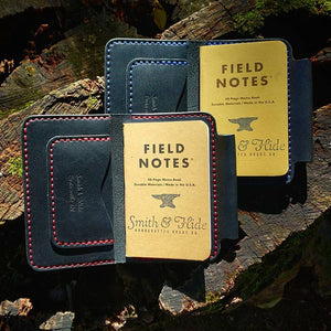 Handmade Asher Deluxe Leather Field Notes Notebook Case - Black Bridle