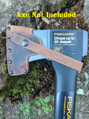 Fiskars X-Series Splitting Axe Hatchet Buffalo Leather Sheath Mask (Axe NOT Included) Fully Gusseted (X5, X7, X10 X11, X15, X17, X25, X27, 36" Super Splitter, IsoCore 8lb Maul, 375581-1001, 375591-1001)
