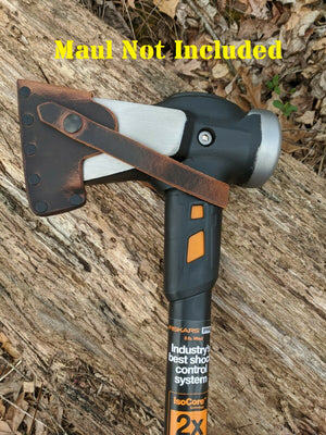 Fiskars X-Series Splitting Axe Hatchet Buffalo Leather Sheath Mask (Axe NOT Included) Fully Gusseted (X5, X7, X10 X11, X15, X17, X25, X27, 36" Super Splitter, IsoCore 8lb Maul, 375581-1001, 375591-1001)