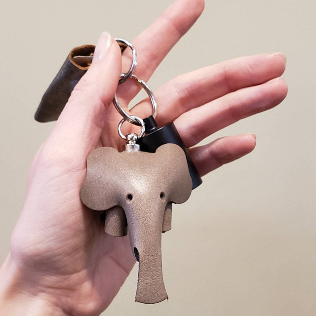 Leather Elephant Keychain Bag Fob Charm Key-Chain