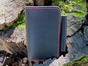Handmade Asher Deluxe Leather Field Notes Notebook Case - Black Bridle