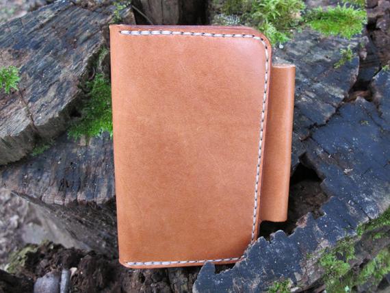 Handmade Asher Deluxe Leather Field Notes Notebook Case - Tan Bridle