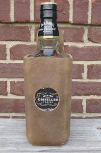 Handmade Leather Whiskey Bottle Holder 750ml Hand Riveted Jack Daniel's