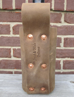 Handmade Leather Whiskey Bottle Holder 750ml Hand Riveted Jack Daniel's