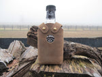 Handmade Leather Whiskey Bottle Holder 200ml Hand Riveted