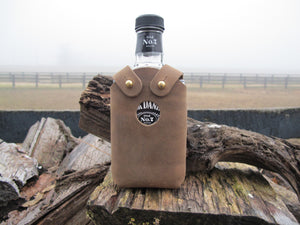 Handmade Leather Whiskey Bottle Holder 200ml Hand Riveted