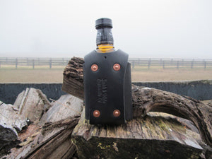 Handmade Leather Whiskey Bottle Holder 200ml Hand Riveted