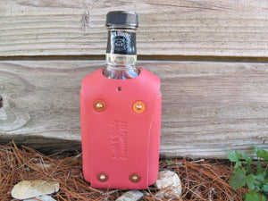 Handmade Leather Whiskey Bottle Holder 200ml Hand Riveted