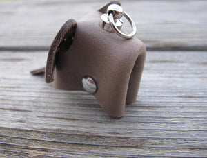 Leather Elephant Keychain Bag Fob Charm Key-Chain