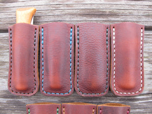 Handmade Leather Protector Sleeve For Opinel No. 8 Pocket Knife Hand Cut And Handsewn Patriot Brown