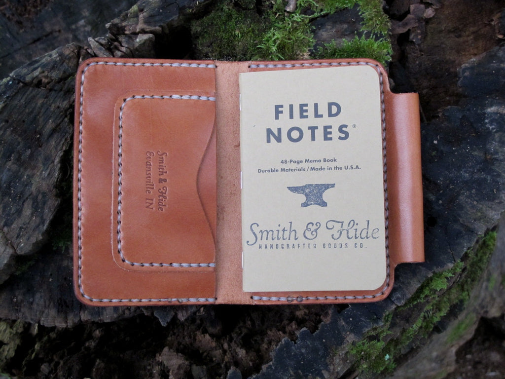 Handmade Asher Deluxe Leather Field Notes Notebook Case - Tan Bridle