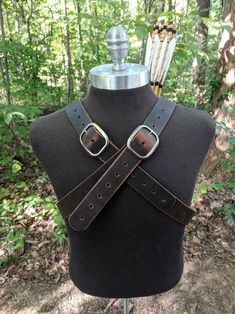 Handmade Leather Back Harness Quiver System Traditional Archery Bowhunting Archer (3-4 Week Build Time)