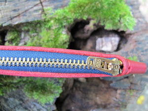 Zipper Pouch Wallet No. 1 Handcrafted - Cherry Red