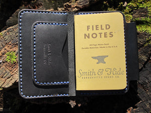 Handmade Asher Deluxe Leather Field Notes Notebook Case - Black Bridle