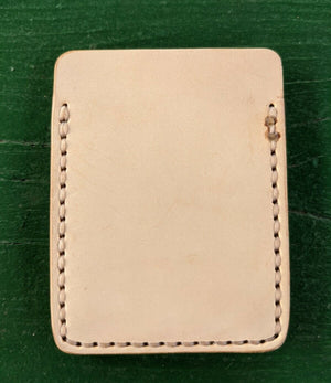 Natural Veg Tan Leather Wood Badge Inspired Front Pocket Wallet - Beaver, Bobwhite, Eagle, Fox, Owl, Bear, Buffalo Antelope Patrol Critter